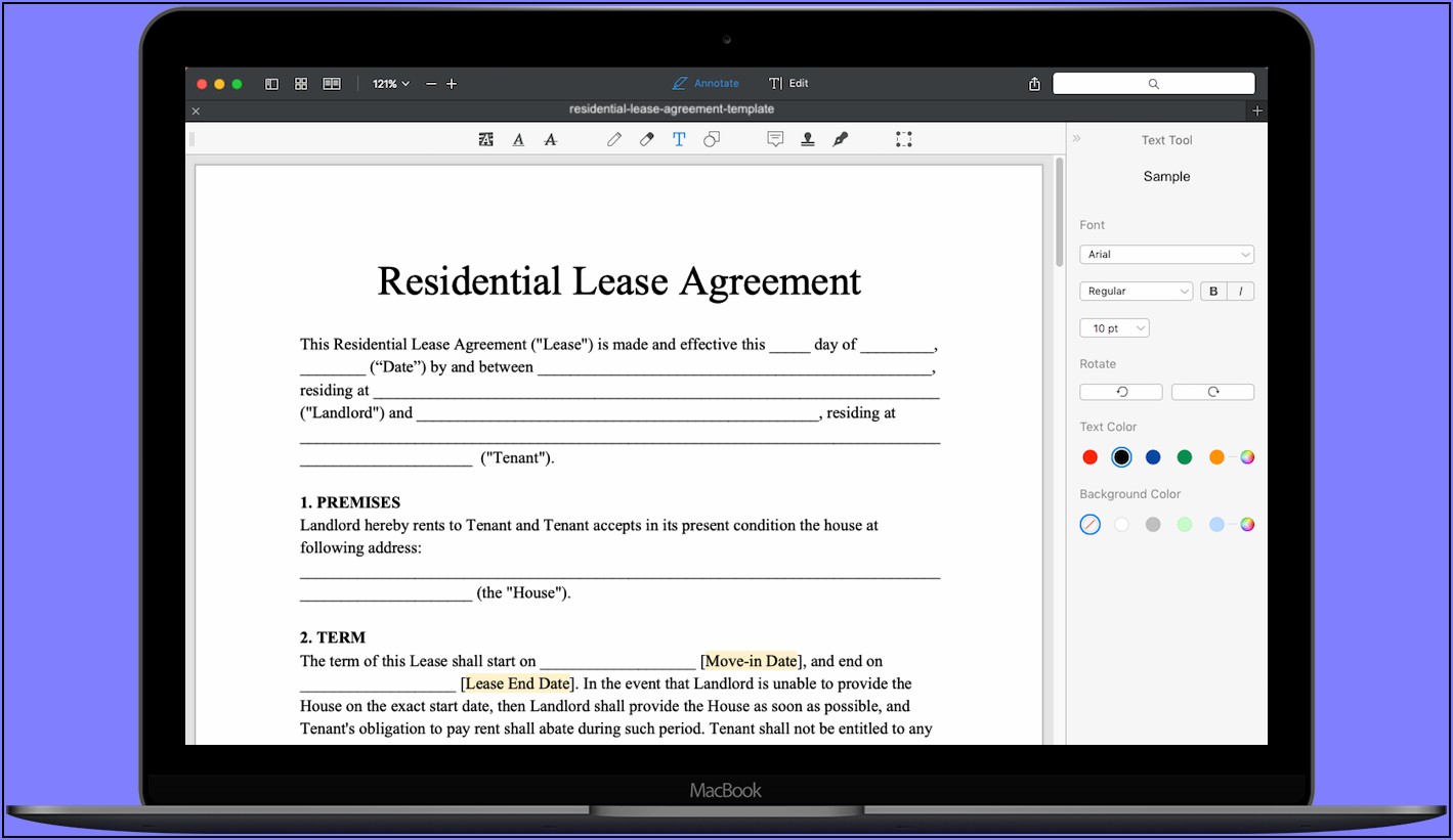 Landlord And Tenant Lease Agreement Form