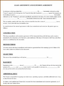 Lease Agreement Amendment Template