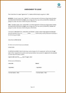 Lease Amendment Template Word