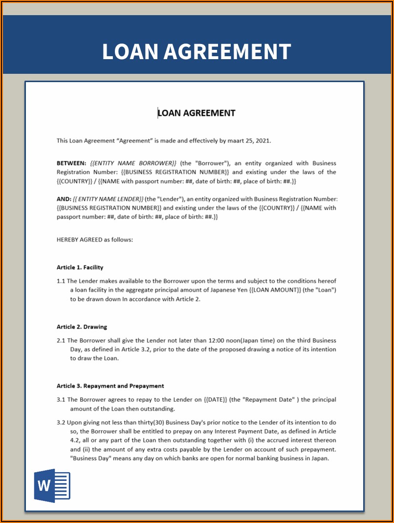 Loan Agreement Sample Free Download