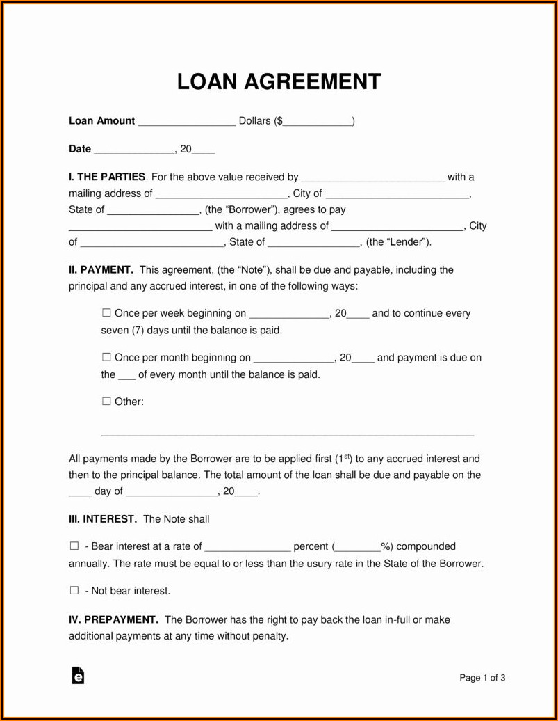 Loan Agreement Template Free Download Uk