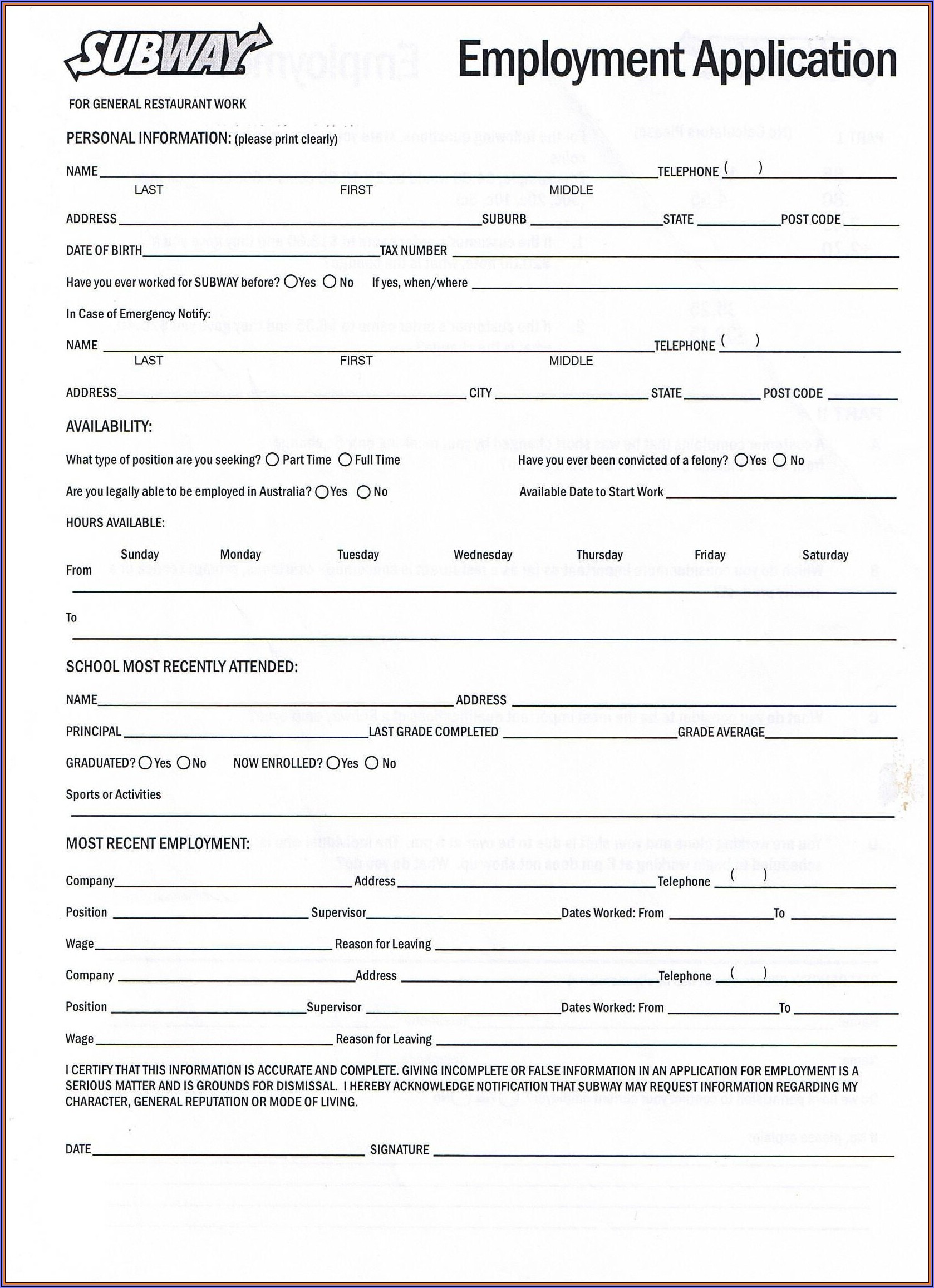 Mcdonalds Application Form Canada