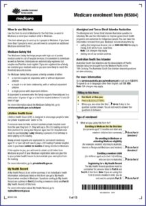 Medicare Enrolment Form Australia