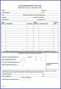 Mileage Allowance Claim Form Template