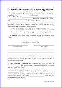 Month To Month Commercial Lease Agreement California