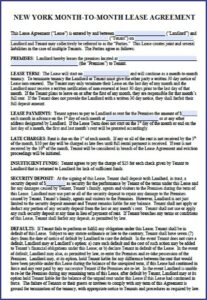 New York Month To Month Lease Agreement Pdf