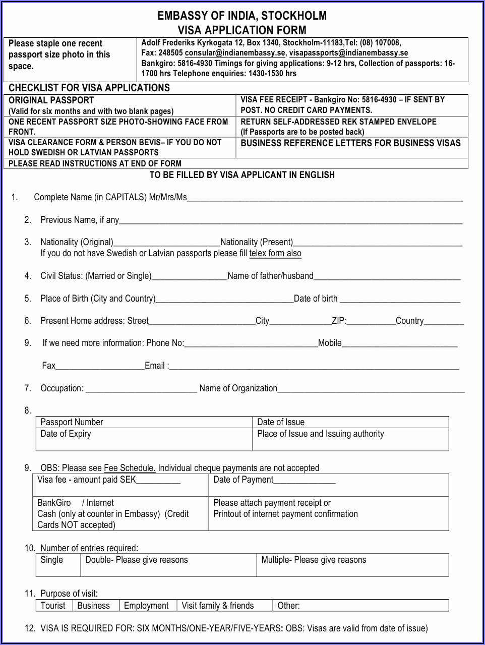 Online Indian Visa Application Form For Bangladeshi Passport Holders