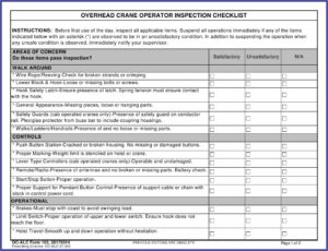 Overhead Crane Inspection Template