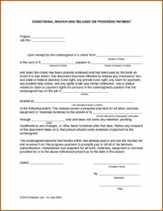 Partial Conditional Lien Waiver Template