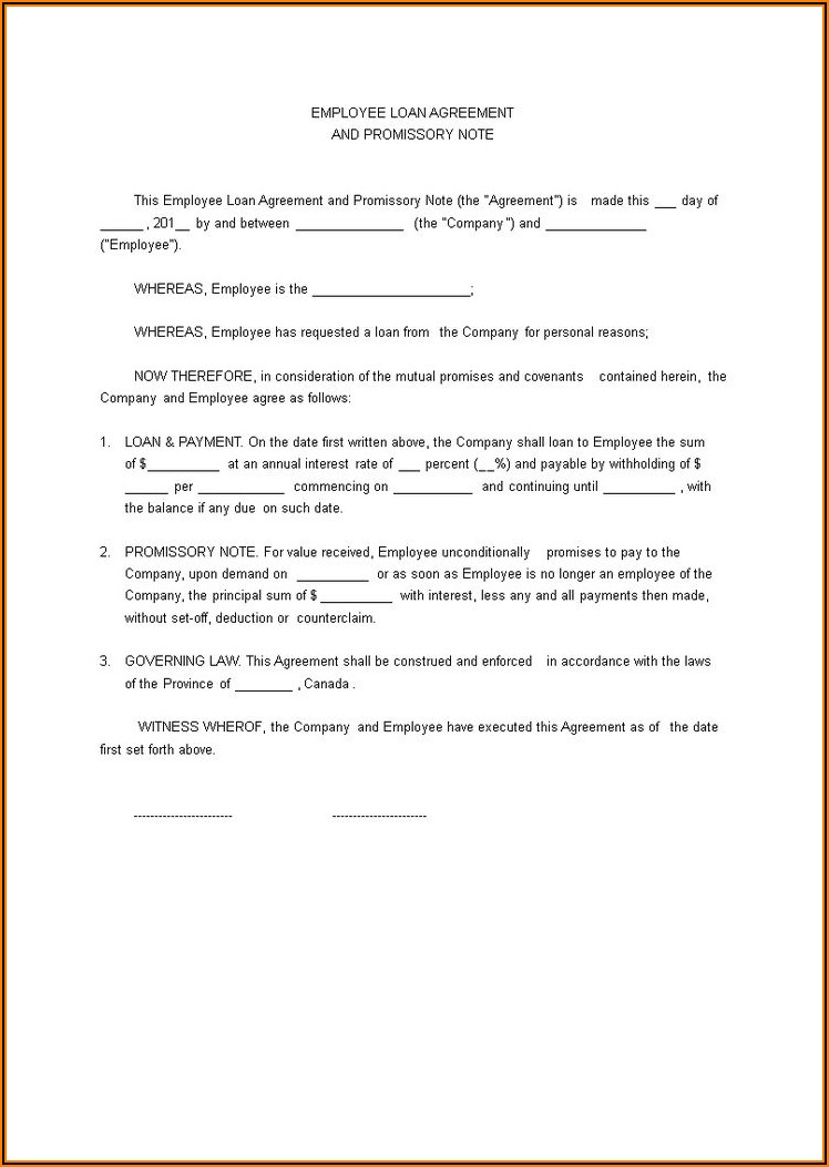 Personal Loan Agreement Template Canada Free