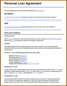 Personal Loan Agreement Template Free