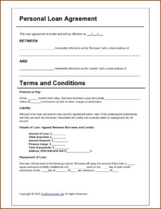 Personal Loan Agreement Template Free Nz