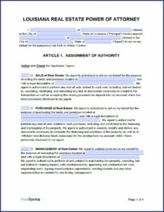 Power Of Attorney Form Louisiana Real Estate