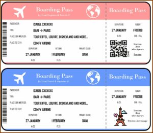 Pretend Plane Ticket Template Free