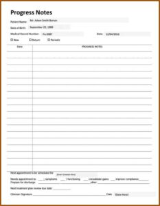 Printable Counseling Case Notes Template