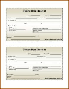 Rental House Receipt Template