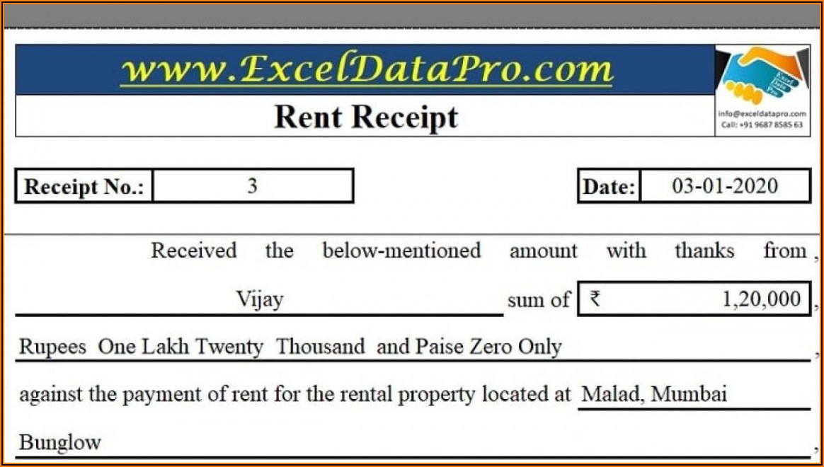Rental Property Receipt Template