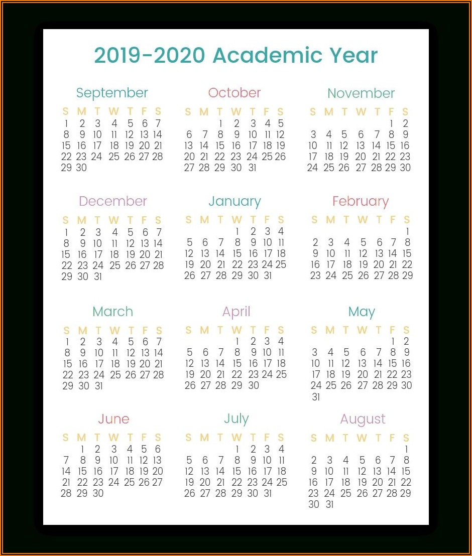 School Year At A Glance Calendar Template