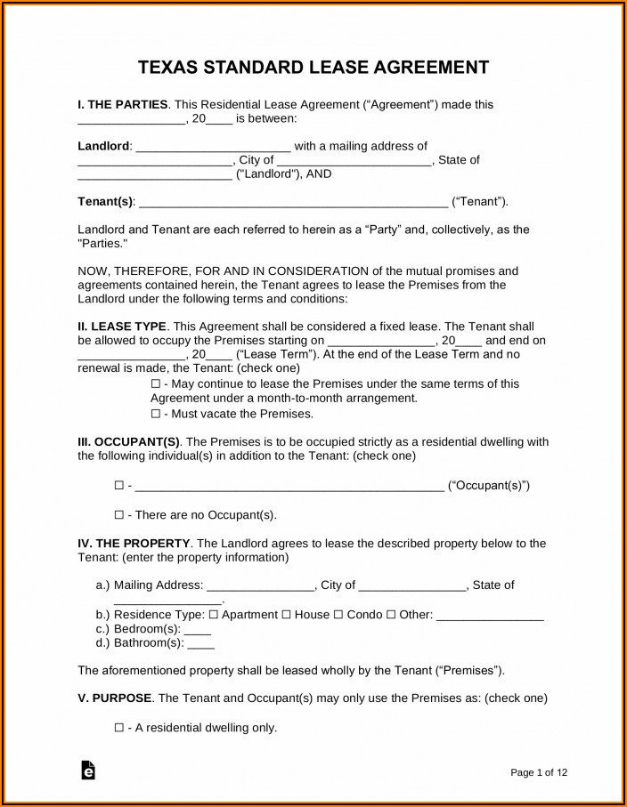 Simple Residential Lease Template