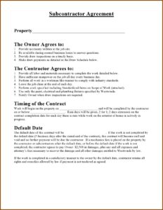 Simple Subcontractor Agreement Template Word