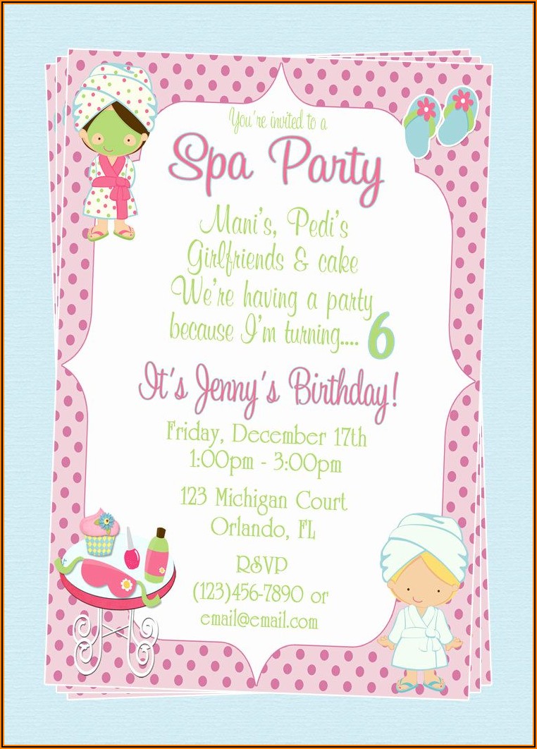 Spa Party Invitation Template Free