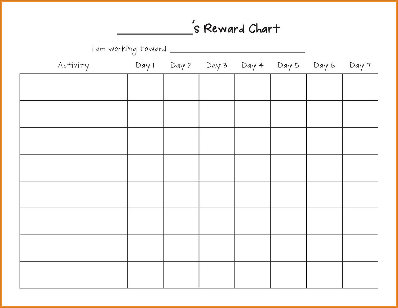 Sticker Rewards Chart Template