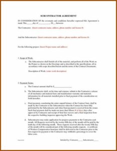 Subcontracting Contract Template Free Download