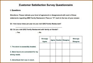 Survey Questionnaire Templates Word