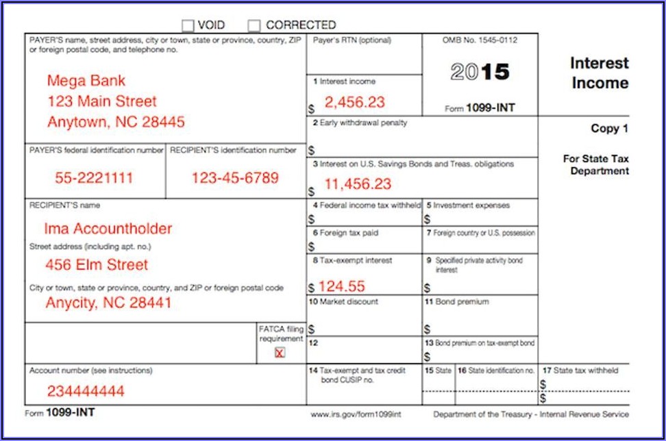 Tax Form 1099 Interest Income