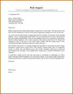 Truck Driver Job Application Letter Sample