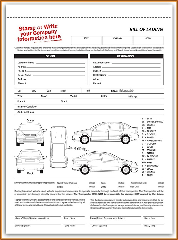 Vehicle Transport Invoice Template