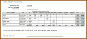Work Timesheet Template Free Download