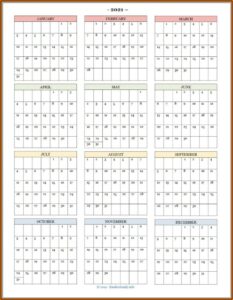 Year At A Glance Calendar Template 2021