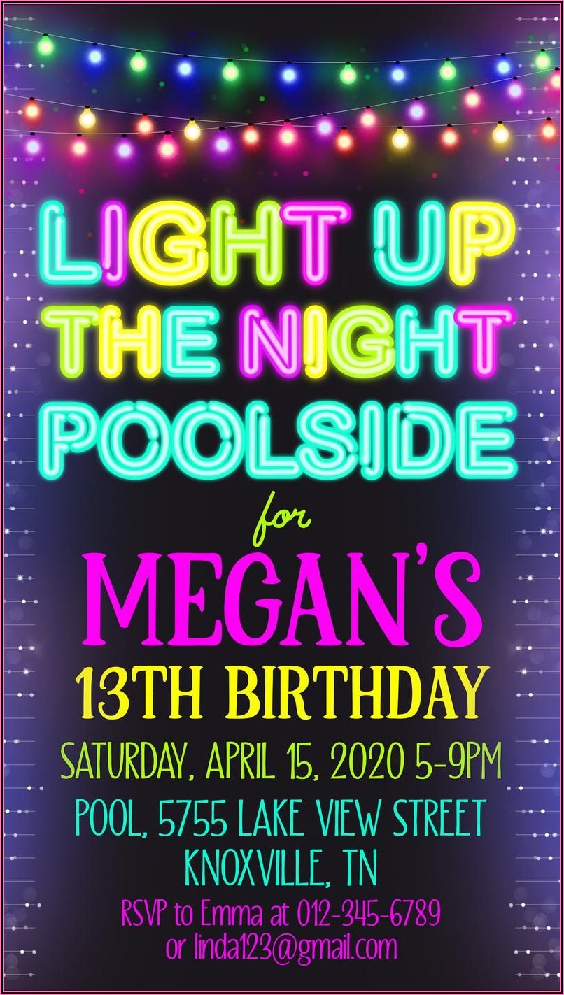 13th Birthday Pool Party Invitation Wording