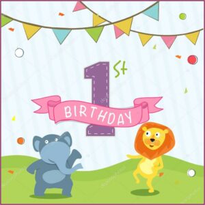 1st Birthday Invitation Design Vector
