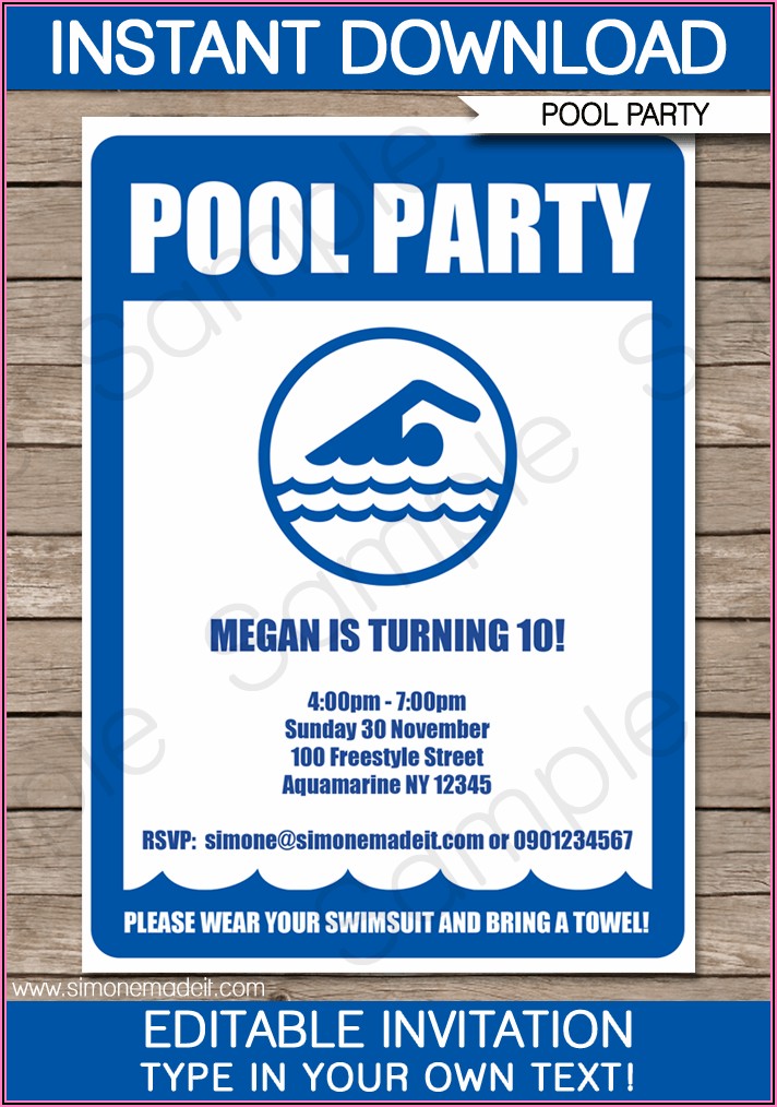 6th Birthday Pool Party Invitation Wording