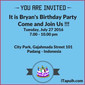 7th Birthday Invitation Letter Sample