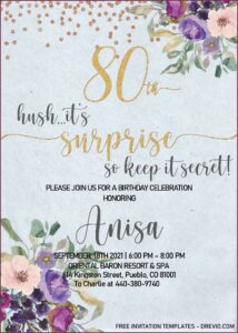 80th Birthday Invitation Templates Free Download