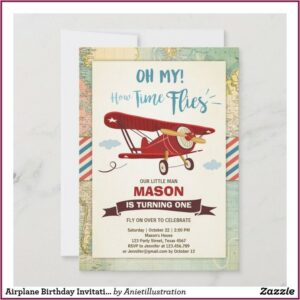 Airplane 1st Birthday Invitations