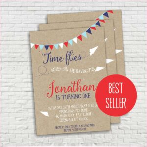 Airplane First Birthday Invitations