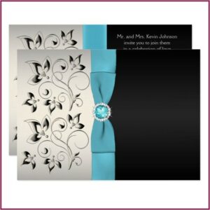 Aqua And Silver Wedding Invitations