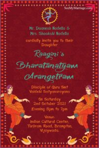 Arangetram Invitation Card Design