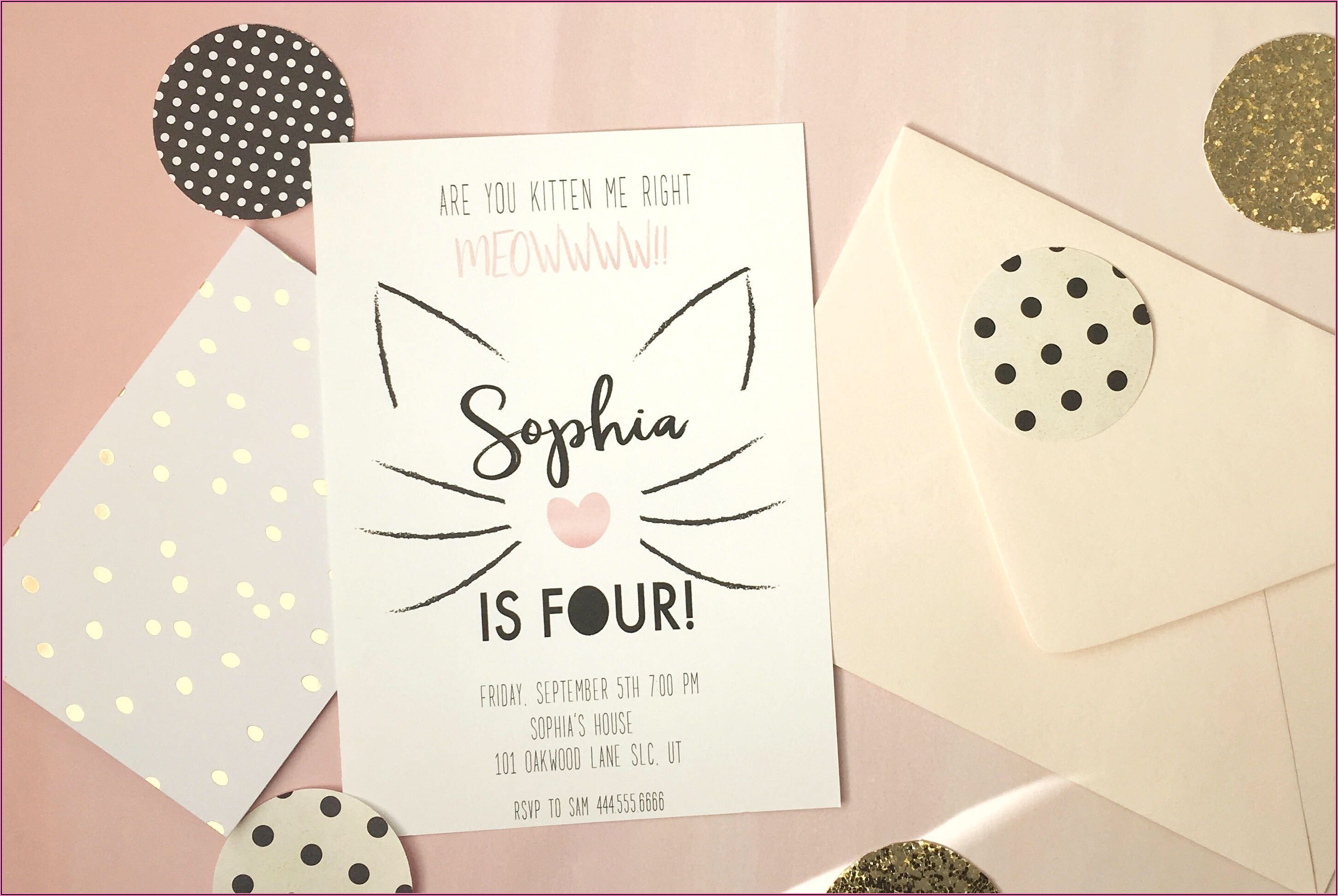 Are You Kitten Me Right Meow Birthday Invitations