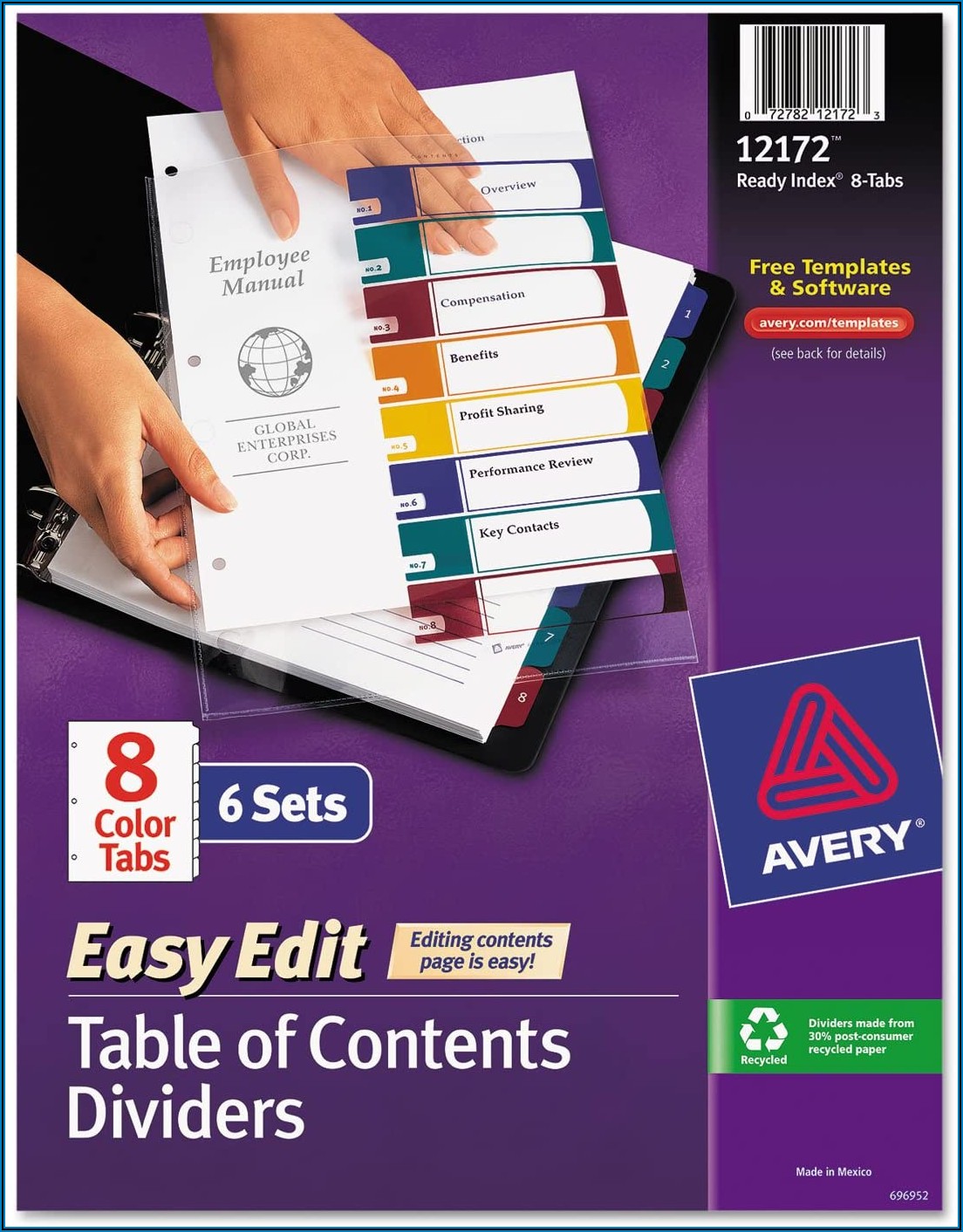 Avery Ready Index Dividers 8 Tab Template
