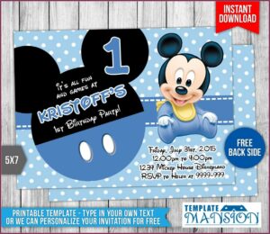 Baby Mickey Birthday Invitations