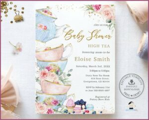 Baby Shower High Tea Invitation Template