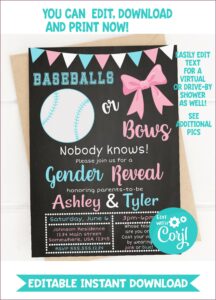 Baseball Or Bows Invitation