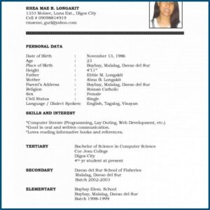 Best Cv Format Free Download Word