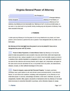 Blank Power Of Attorney Form Virginia