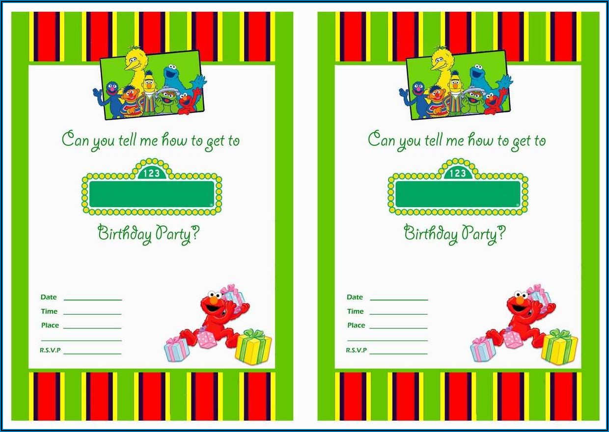 Blank Sesame Street Birthday Invitation Template